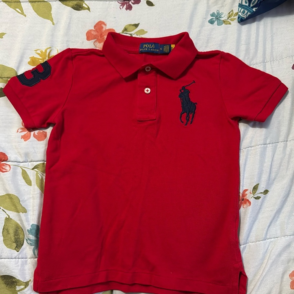 Pre-Owned Boy Big Pony Cotton Mesh Polo Shirt Color Red Size 5